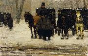 Floris Arntzenius Rental coaches in the snow oil painting